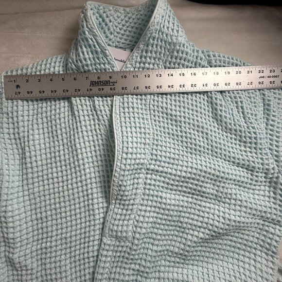 Brooklinen Waffle Robe Womens XL 100% Turkish Cotton Light Blue Lightweight New - Picture 6 of 11